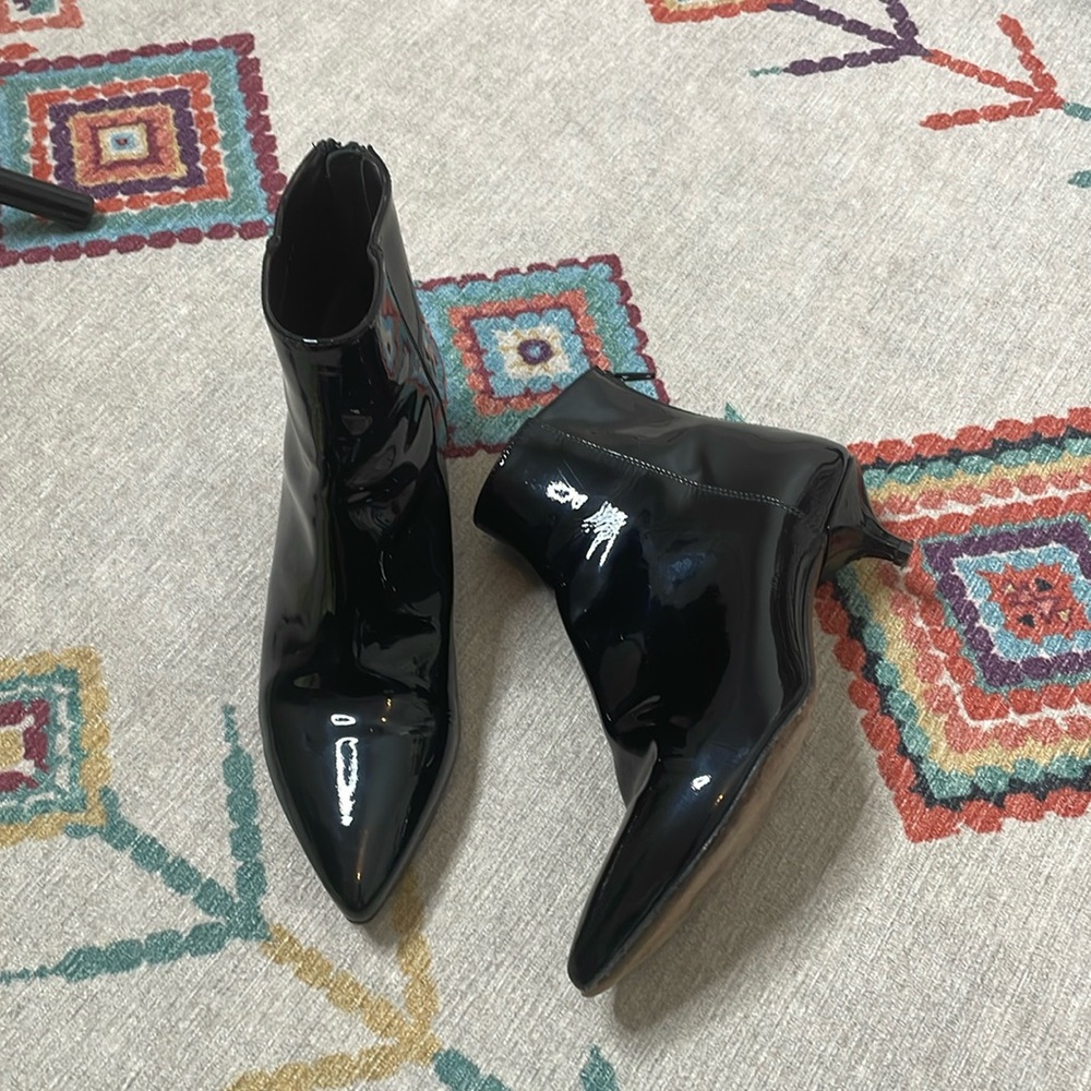 AGL Black Patent Leather Ankle Boots